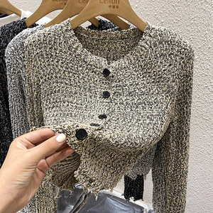 2023秋冬小香风针织衫外套女设计感小众短款外搭长袖开衫毛衣上衣