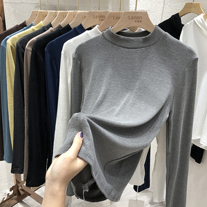 2022新款打底衫女秋冬时尚韩版洋气长袖T恤内搭白色圆领宽松上衣