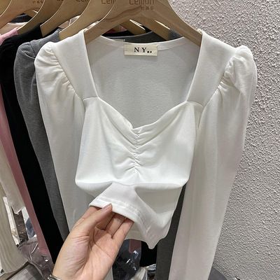 上衣设计感小众法式方领秋冬洋气