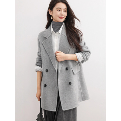 秋冬羊毛大衣小个子韩版休闲西装