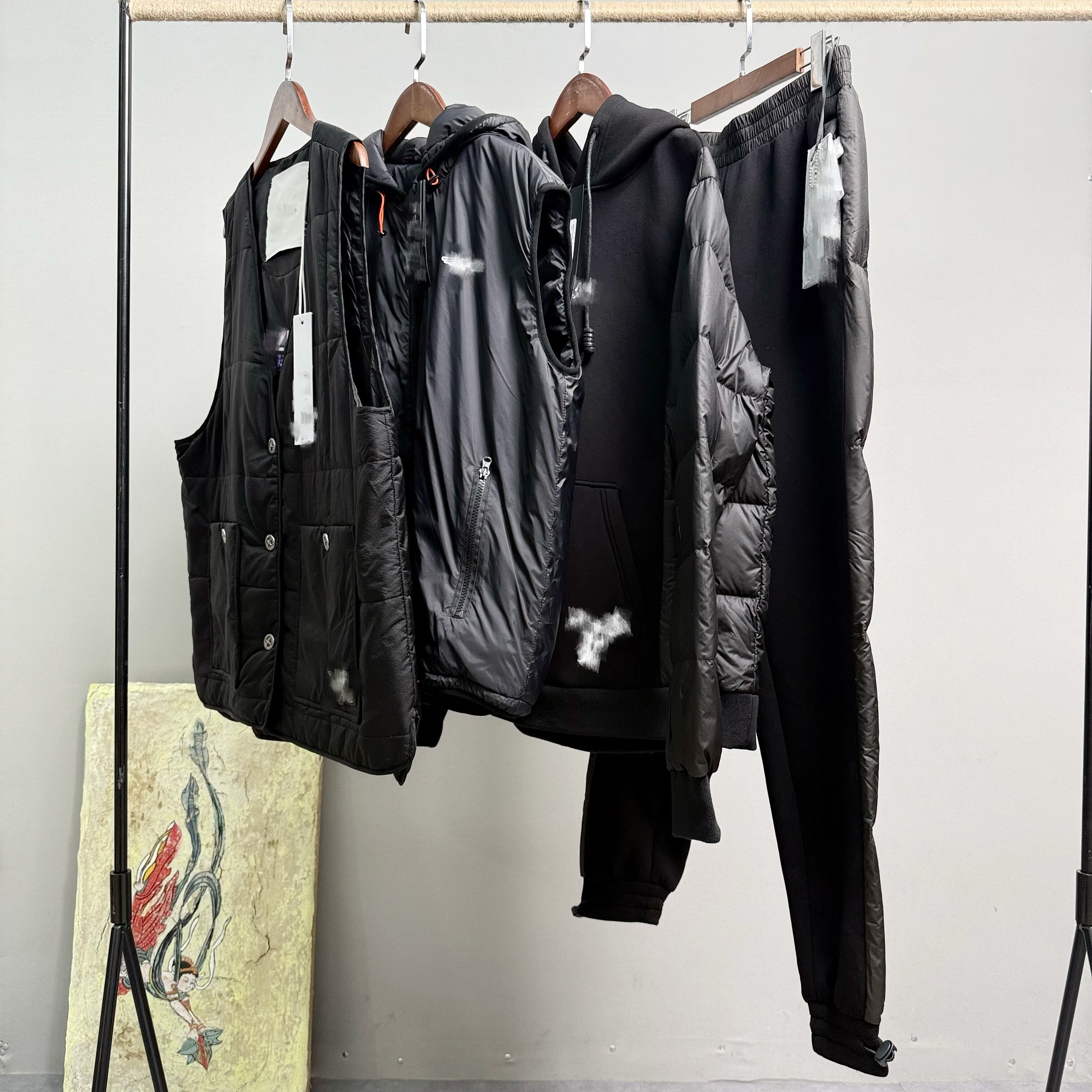 薄棉马甲时尚羽绒拼接卫衣卫裤男