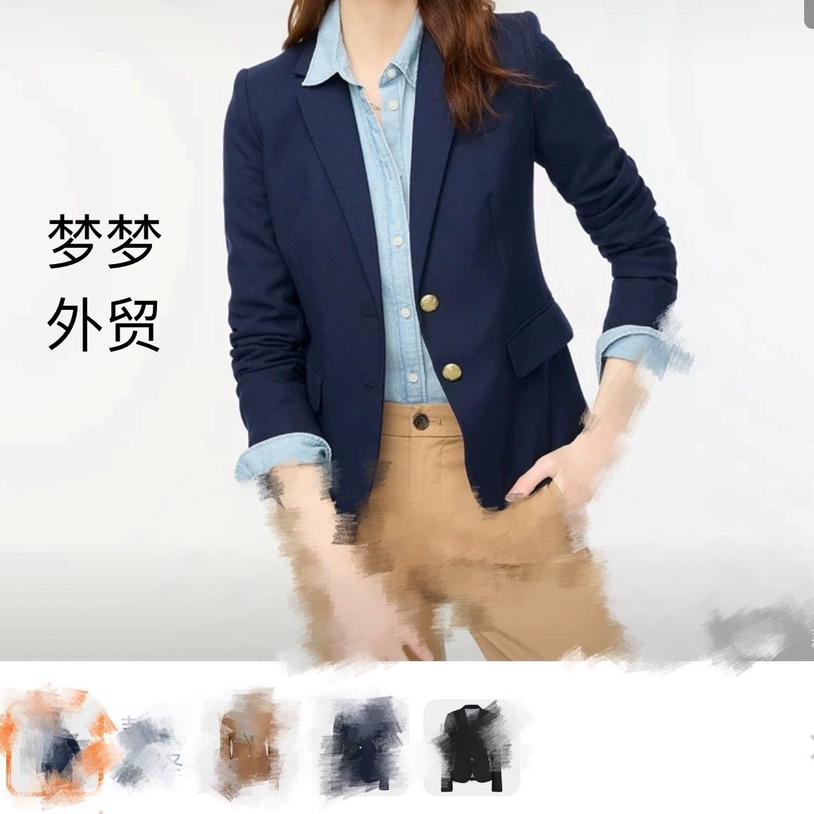 免带！出口美国P牌 新款两粒扣羊毛翻领长袖修身西服外套女