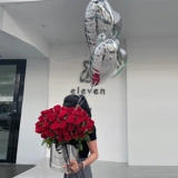 Зеркальное серебряное тюльпан держит ствол круглой цветочной упаковки 520 День святого Валентина Розовая подарочная коробка цветочная коробка