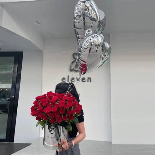 Зеркальное серебряное тюльпан держит ствол круглой цветочной упаковки 520 День святого Валентина Розовая подарочная коробка цветочная коробка