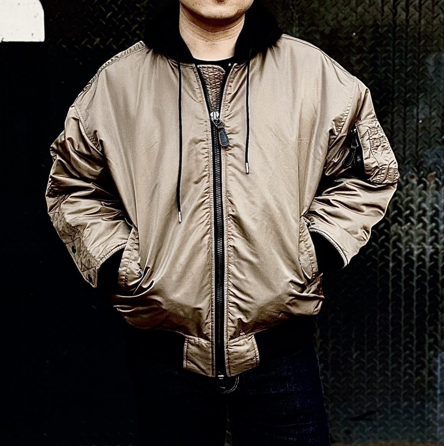 连帽款飞行服夹克美式复古宽松型棉服情侣款棒球服工装风骑行服潮