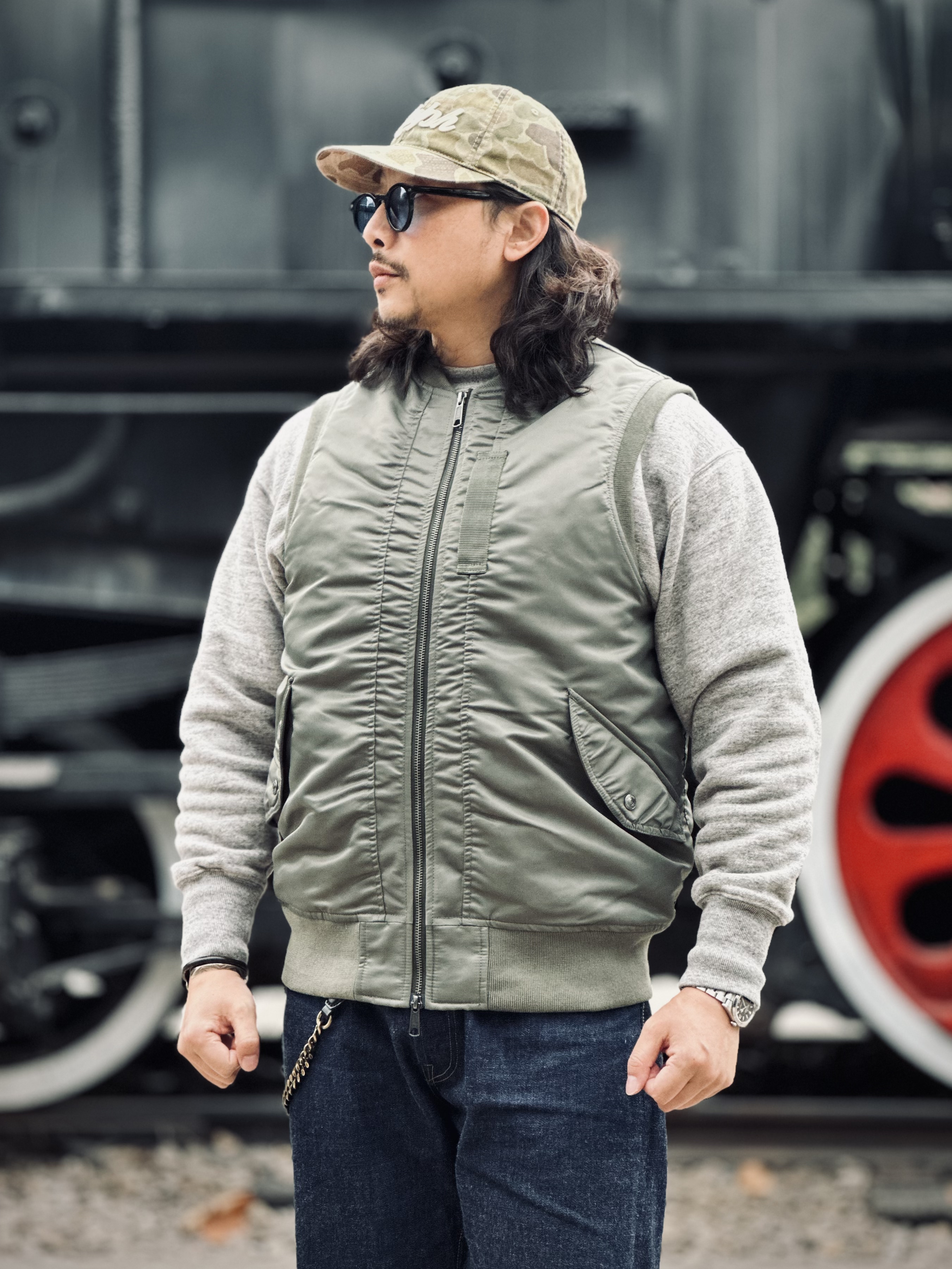 3M棉日单飞行服棉服马甲时尚百搭休闲上衣阿美咔叽工装风复古坎肩
