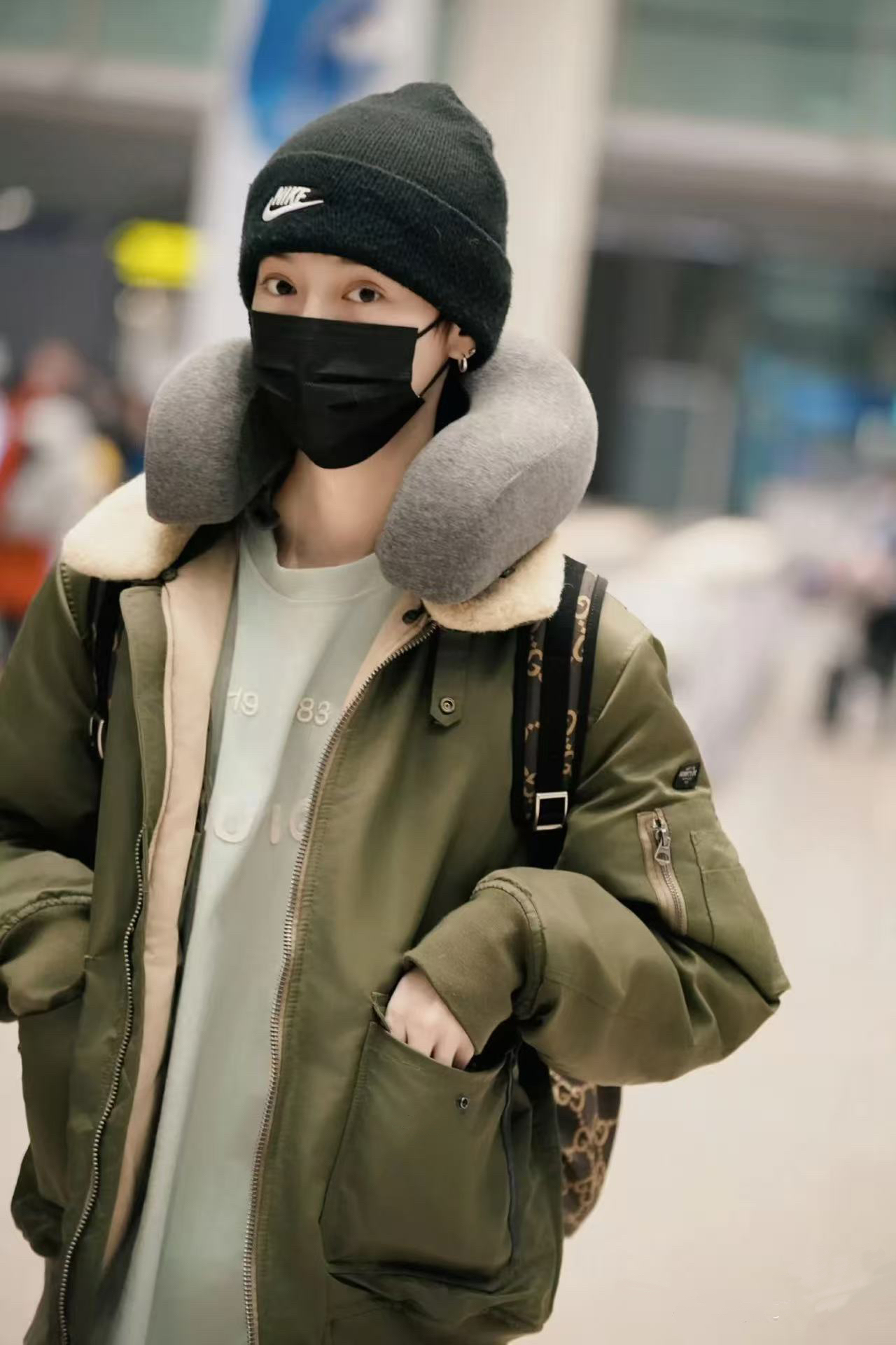 鹿晗同款羊毛领飞行服夹克领子可拆卸防风保暖棉服肖特schott棉衣