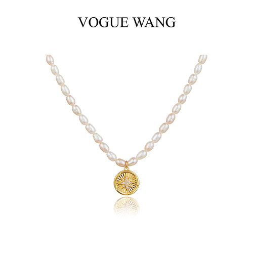 白百何天然淡水珍珠银金吊坠女