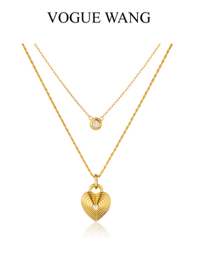 VOGUEWANG纯银镀金爱心锁骨链