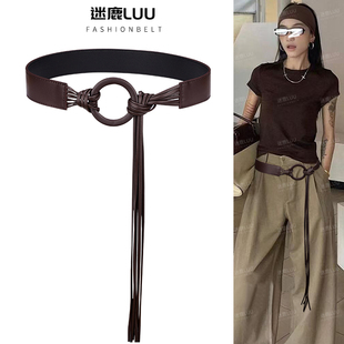 复古皮带2026新款 咖啡色腰带女款 裙子美式 饰配牛仔裤 配饰高级感装