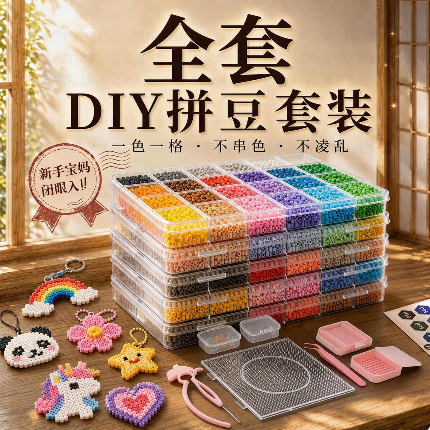 儿童拼豆豆手工diy豪华大