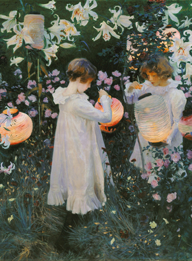 手绘临摹复制印象派Sargent萨金特康乃馨百合玫瑰油画田园装饰画