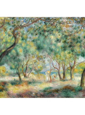 手绘油画临摹雷诺阿名画风景客厅沙发装饰画森林海滨步道Renoir