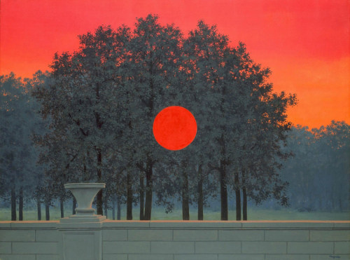 宴会装饰画超现实复古玛格里特风景绘画Magritte手绘临摹挂画餐厅