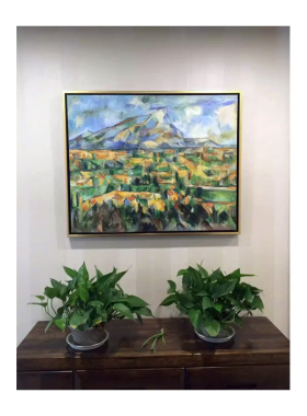 客厅装饰画临摹名画塞尚PaulCézanne 远眺圣维克多山后印象风景