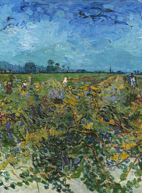 梵高油画客厅风景画绿色的葡萄园手绘临摹复制装饰画凡高van Gogh