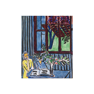 蓝色室内与两个女孩法式装饰画马蒂斯油画Henri Matisse手绘临摹