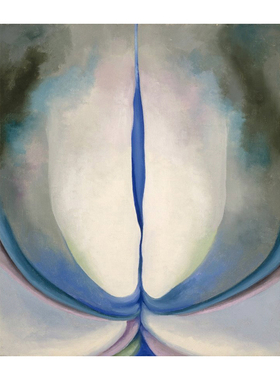 奥基夫油画蓝色线条欧姬芙博物馆Georgia O'Keeffe手绘抽象装饰画