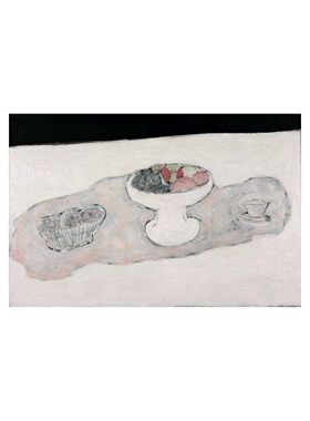 手绘常玉果盘花蓝与杯具sanyu油画客厅中古风临摹餐厅静物装饰画