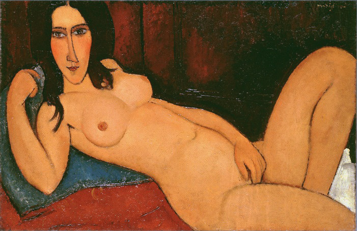 莫迪里阿尼油画手绘临摹艺术品经典世界名画《松散着头发的裸女》