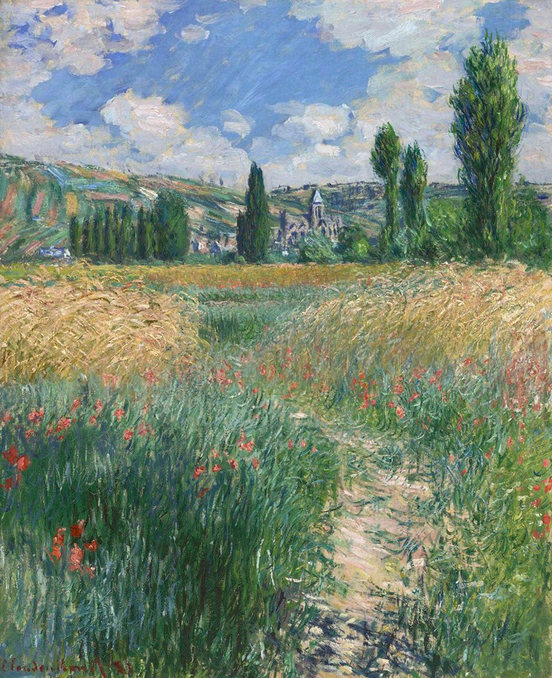 莫奈风景油画圣马丁岛上的小路竖幅玄关装饰画手绘临摹复制monet