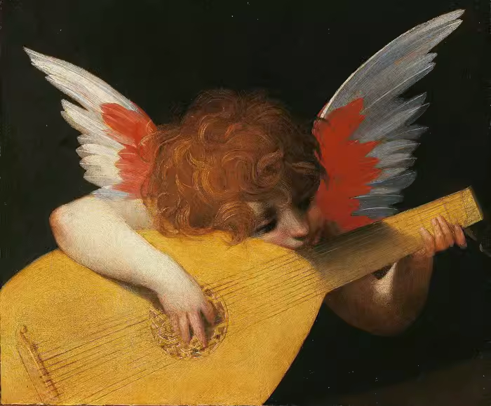 天使音乐家演奏小孩音乐会所装饰画手工油画手绘古典人物油画