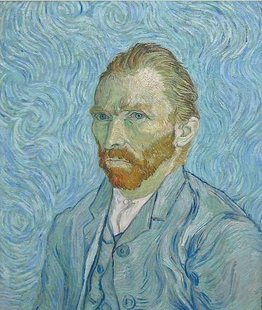 凡高油画印象派世界名画复制品梵高van Gogh纯手绘临摹蓝色自画像