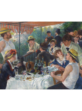 手绘临摹世界名画雷诺阿船上的午宴欧式油画客厅大厅装饰画Renoir