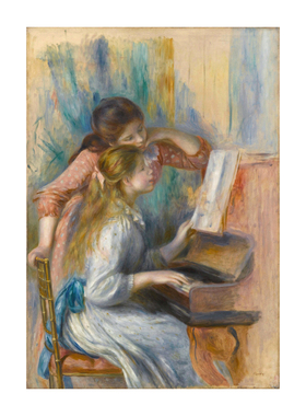 Renoir油画世界名画手绘临摹雷诺阿弹钢琴的女孩装饰画音乐玄关画