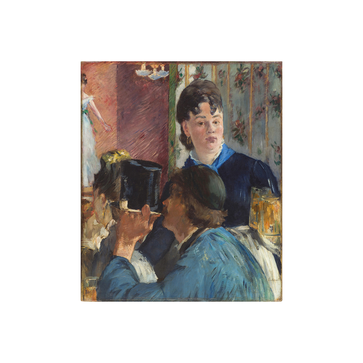 马奈油画Manet啤酒服务员酒吧装饰画临摹印象派名画手绘复制品