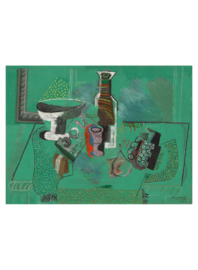 现代餐厅抽象装饰画绿色静物手绘临摹油画毕加索名画复刻Picasso
