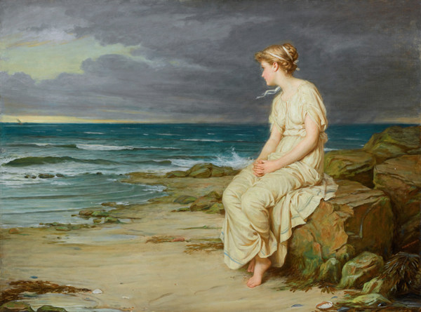 沃特豪斯waterhouse米兰达美人鱼 拉斐尔前派油画手绘临摹复制