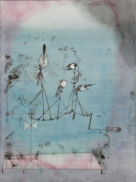 克利paul klee抽象油画临摹复制唠叨的机器现代装饰画手绘水彩画