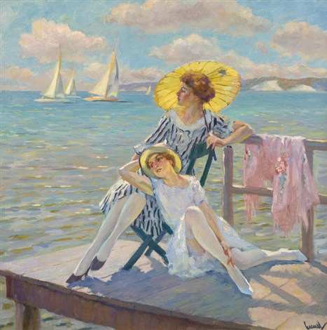 书房娱乐装饰画挂画印象欧美女人油画edward cucuell 在阳光下