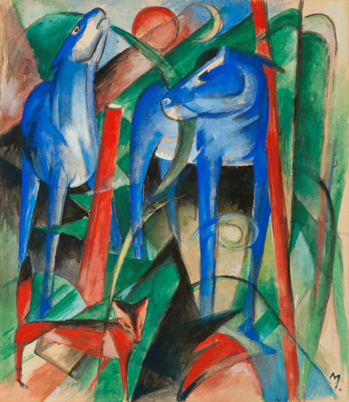 动物油画马的构思狐狸马尔克Franz Marc 现代家居挂画书房装饰画图片