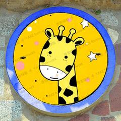 井盖涂鸦模板美化圆形窨彩绘手绘喷漆装饰图案儿童画画地道路订制