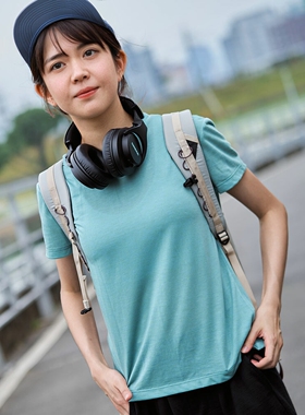 女款牛油果绿色polygiene银离子抗菌防臭夏薄透气速干短袖户外t恤