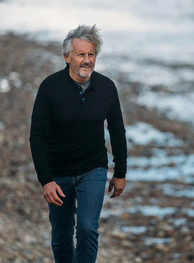 男重磅260gsm美利奴保暖POLO翻领长袖tad秋冬美丽诺羊毛速干衣