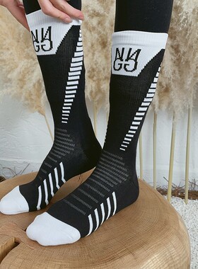 男女COOLMAX速干透气加厚毛圈运动袜篮球跑步滑雪中高筒袜子