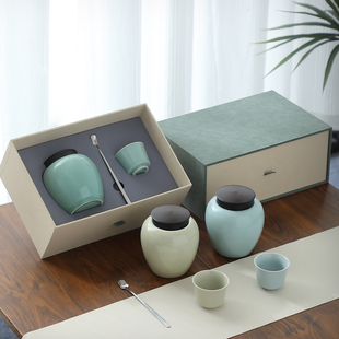 茶遇高档陶瓷罐茶叶包装空礼盒红茶绿茶三两散茶装通用布面空盒