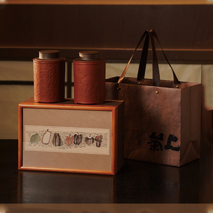 高档竹盒茶叶包装盒茶叶罐古树红茶白茶岩茶礼品盒空盒陶瓷礼盒