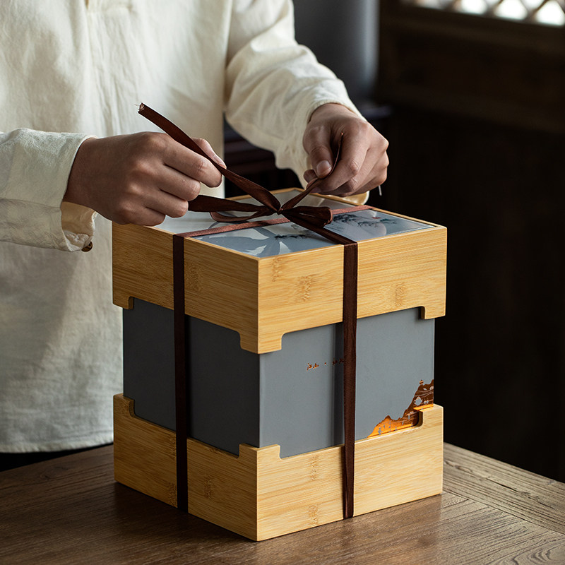 高档竹盒茶叶包装盒空盒子福鼎白茶老白茶礼盒七子饼盒普洱茶饼盒