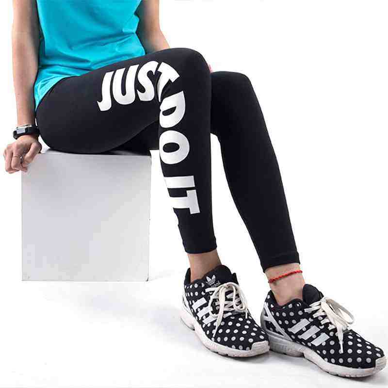 just do it 棉高腰瑜伽裤弹力字母打底裤女外穿春秋款休闲长裤