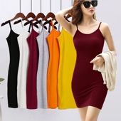 2025夏装 内搭包臀裙 修身 新款 酒红色打底细吊带背心裙女外穿中长款