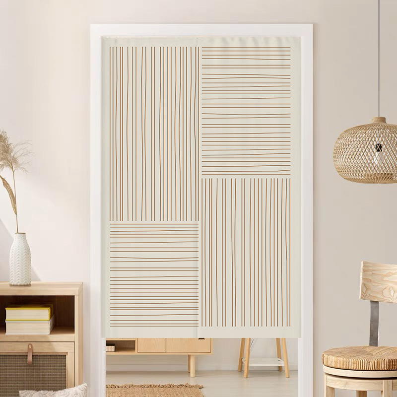 侘寂简约厨房卧室门帘隔断帘帘子挂帘半帘布艺卫生间家用免打孔帘