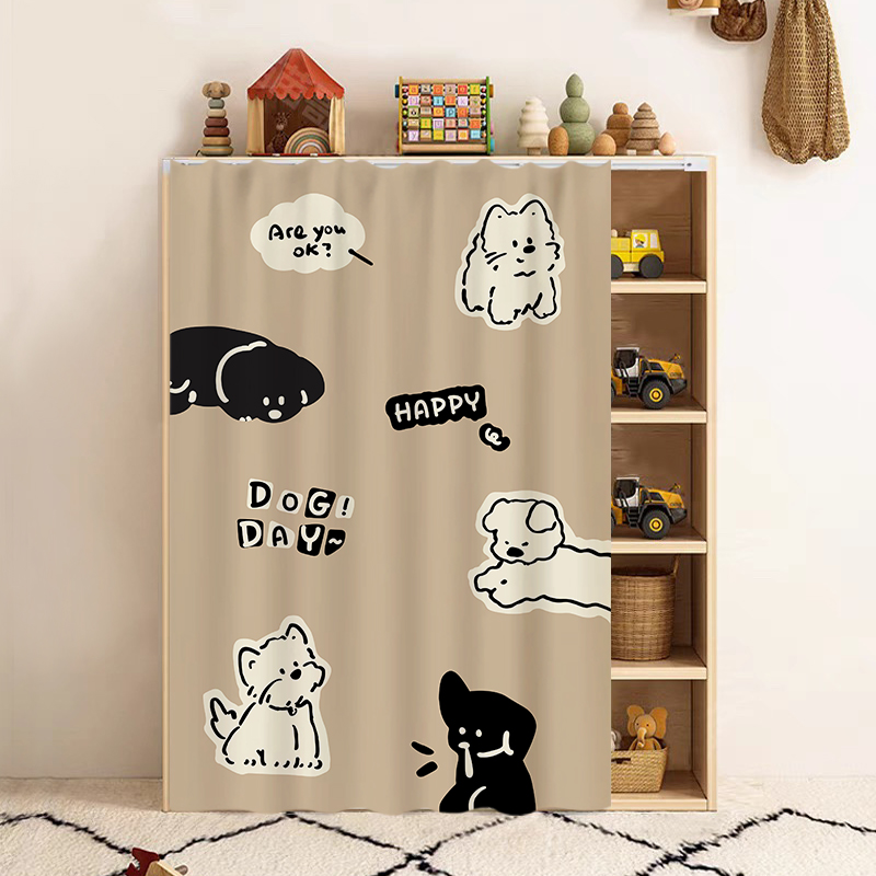 卡通粘贴款儿童房布艺柜子帘