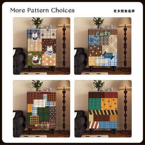 柜子遮挡帘拼布风书柜防尘帘橱柜遮丑帘开放衣柜拉帘滑轨布帘子