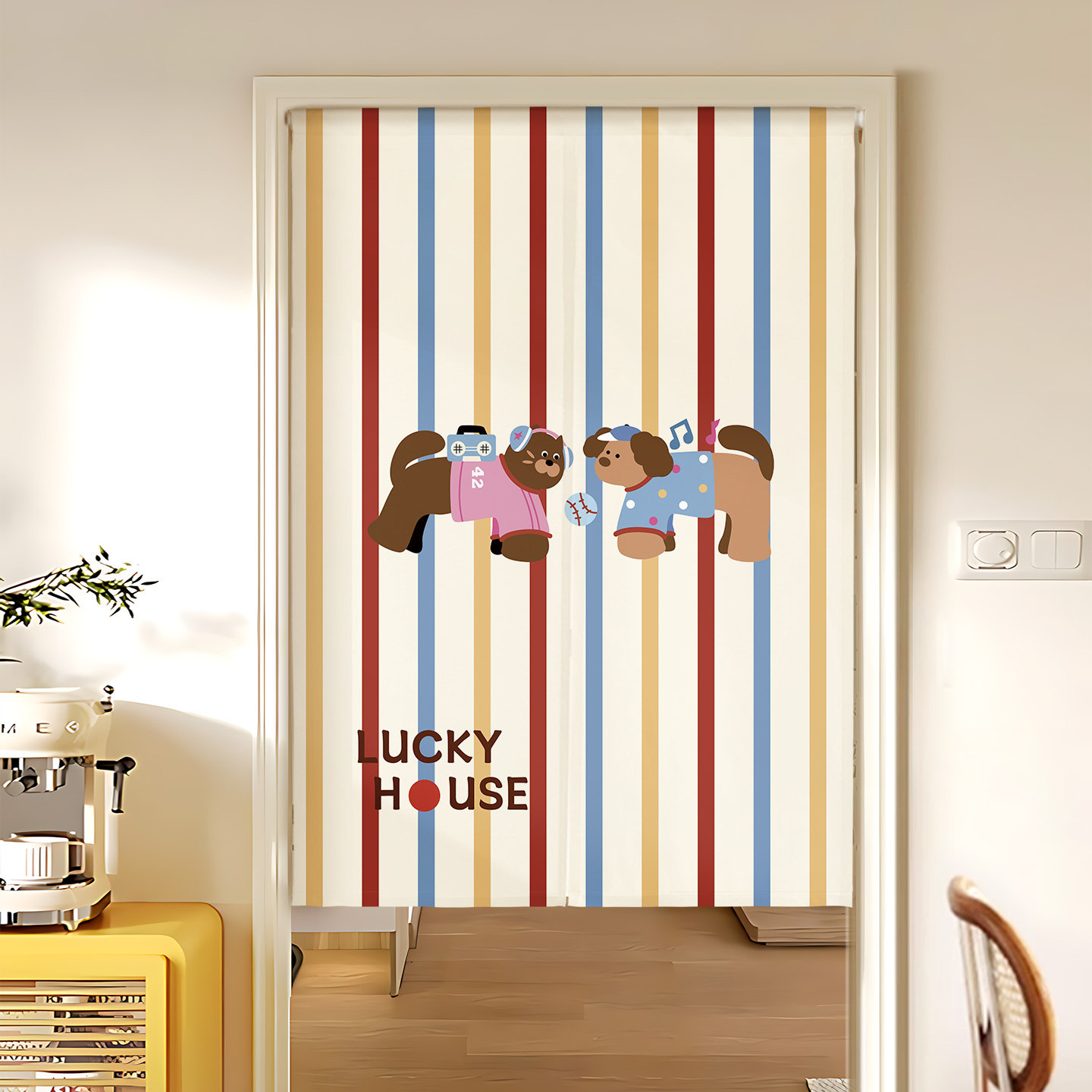 儿童卡通卧室隔断帘厨房布帘