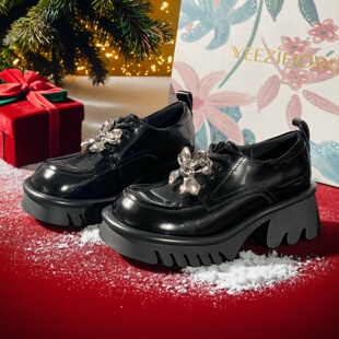 清仓厚底时尚 女鞋 乐福鞋 增高鞋 5415 26新款 小个子百搭单鞋 轻奢断码