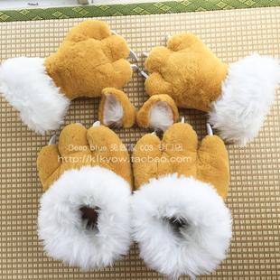 魔法少女克洛伊伊莉雅 小黑 兽娘耳朵手套鞋cosplay毛绒定做